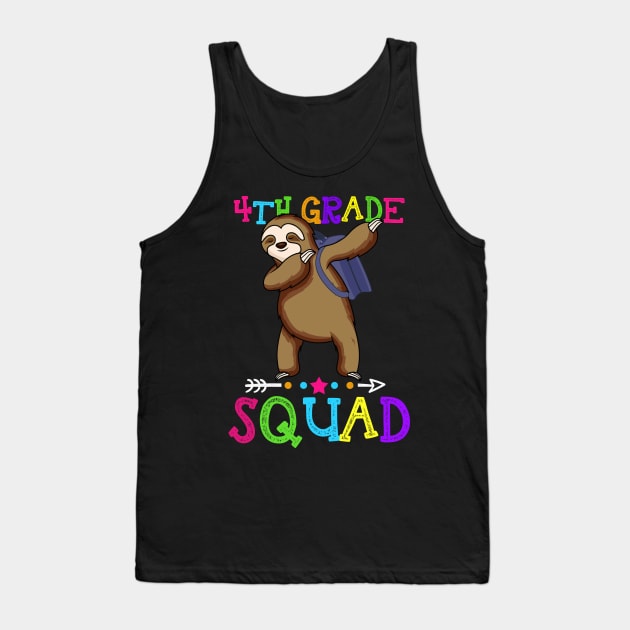 Sloth Team 4th Grade Squad Teacher Back To School Tank Top by kateeleone97023